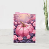 Pink Pumpkin Rose BlumenHalloween Erntedank Feiertagskarte (Rückseite)