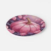 Pink Pumpkin Rose BlumenHalloween Erntedank Pappteller (Schrägansicht)