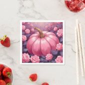 Pink Pumpkin Rose BlumenHalloween Erntedank Serviette (Beispiel)