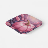 Pink Pumpkin Rose Floral Halloween Thanksgiving Pappteller (Gewinkelt)