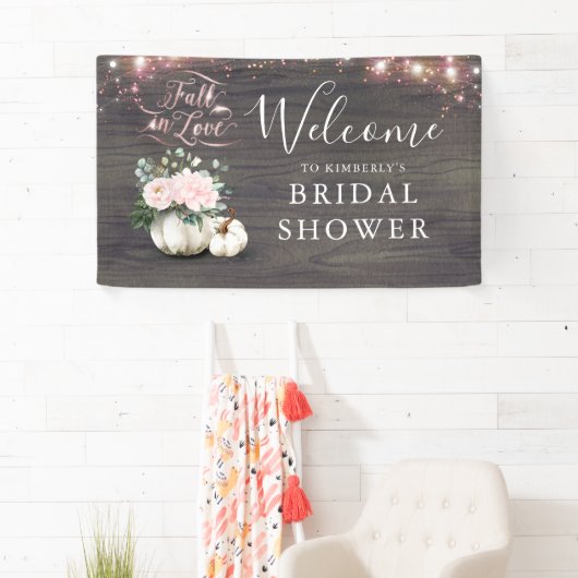 Pink Pumpkin Rustic Fall Brautparty Willkommen Banner (Insitu)