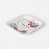 Pink Pumpkin Rustic Floral Happy Birthday Pappteller (Gewinkelt)