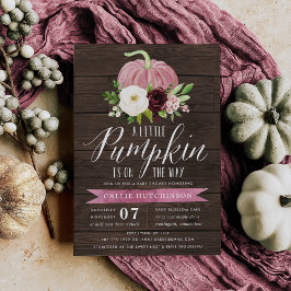 Pink Pumpkin Rustic Wood Baby Dusche Einladung