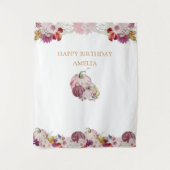 Pink Pumpkin Rustikale Blumenmädchen Geburtstag Wandteppich (Vorderseite)