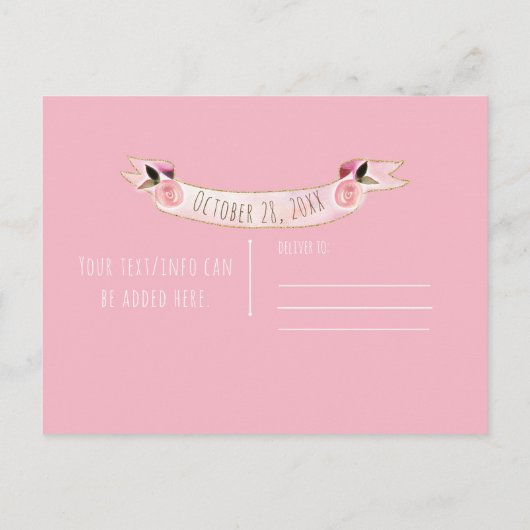 Pink Pumpkin Sparkone Herbst Rustikal Save the Dat Ankündigungspostkarte (Rückseite)