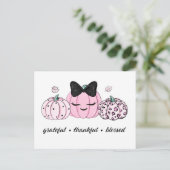Pink Pumpkin Thanksgiving Postkarte (Stehend Vorderseite)