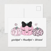 Pink Pumpkin Thanksgiving Postkarte (Vorne/Hinten)