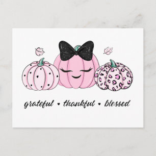 Pink Pumpkin Thanksgiving  Postkarte