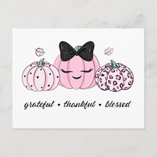 Pink Pumpkin Thanksgiving Postkarte (Vorderseite)