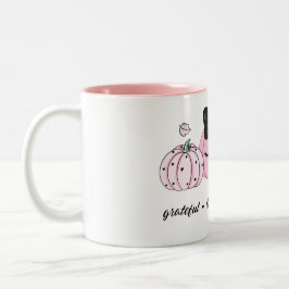 Pink Pumpkin Thanksgiving Zweifarbige Tasse