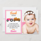 Pink Pumpkin Traktor Danke Karte (Vorderseite)