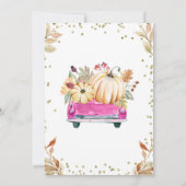 Pink Pumpkin Truck Birthday Einladung (Rückseite)