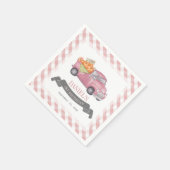 Pink Pumpkin Truck Gingham Girl 1. Geburtstag Serviette (Ecke)