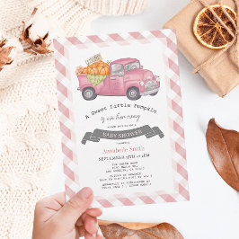 Pink Pumpkin Truck Gingham Girl Babydusche Einladung