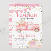 Pink Pumpkin Truck Girl Babydusche Einladung (Vorne/Hinten)