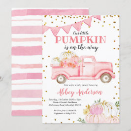 Pink Pumpkin Truck Girl Babydusche Einladung
