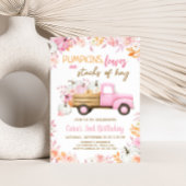Pink Pumpkin Truck Herbst Geburtstag Einladung