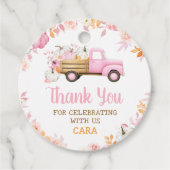 Pink Pumpkin Truck Herbst Geburtstag Runde Geschenkanhänger (Vorderseite)