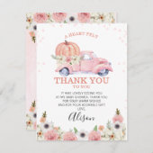 Pink Pumpkin Truck Kinderdusche Danke Karte (Vorne/Hinten)