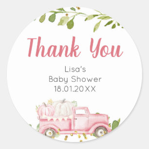 Pink Pumpkin Truck Kinderdusche Danke Sticker