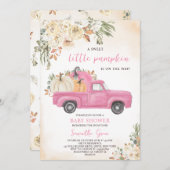 Pink Pumpkin Truck Kinderdusche Einladung (Vorne/Hinten)