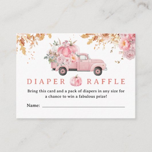 Pink Pumpkin Truck Kinderdusche Fall Windeln Raffe Begleitkarte (Vorderseite)