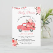 Pink Pumpkin Truck Rose | Babydusche Einladung (Stehend Vorderseite)