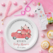 Pink Pumpkin Truck Rose | Babydusche Pappteller (Party)