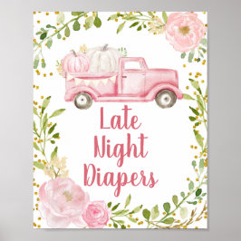 Pink Pumpkin Truck Spate Night Diapers signieren P Poster