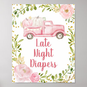 Pink Pumpkin Truck Spate Night Diapers signieren P Poster