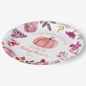 Pink Pumpkin und Blume Girl Baby Dusche Pappteller (Schrägansicht)