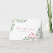 Pink Pumpkin und Greenery Herbst Babydusche Dankeskarte (Vorderseite)