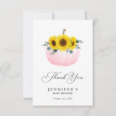 Pink Pumpkin und Sonnenblume Danke, Card Dankeskarte (Vorderseite)