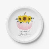 Pink Pumpkin und Sunflower Girl Babydusche Pappteller (Vorderseite)