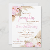 Pink Pumpkin wandelt einen Geburtstag Einladung (Vorderseite)