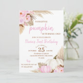 Pink Pumpkin wandelt einen Geburtstag Einladung (Stehend Vorderseite)