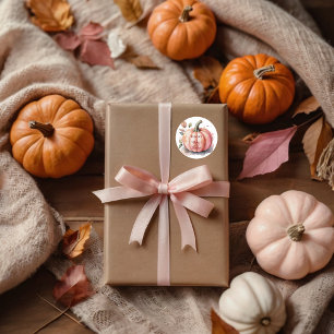 Pink Pumpkin Watercolor Boho Baby Girl Dusche Runder Aufkleber