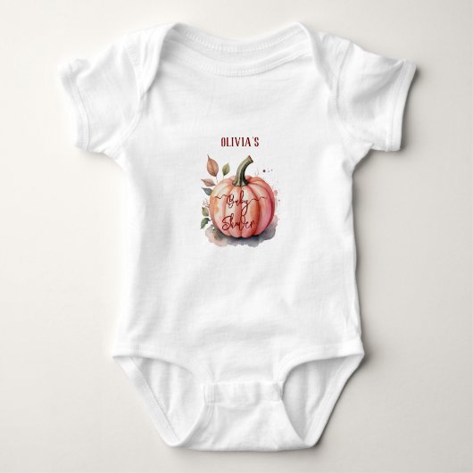 Pink Pumpkin Watercolor Boho Baby Girl Shower Baby Strampler (Vorderseite)