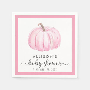Pink Pumpkin Watercolor Kindermädchendusche Serviette