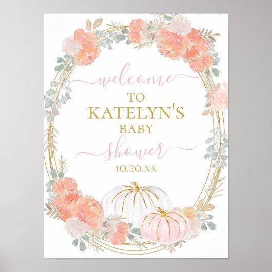 Pink Pumpkin Welcome Sign Poster (Vorne)