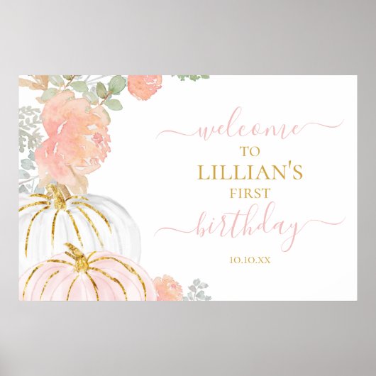 Pink Pumpkin Welcome Sign Poster (Vorne)