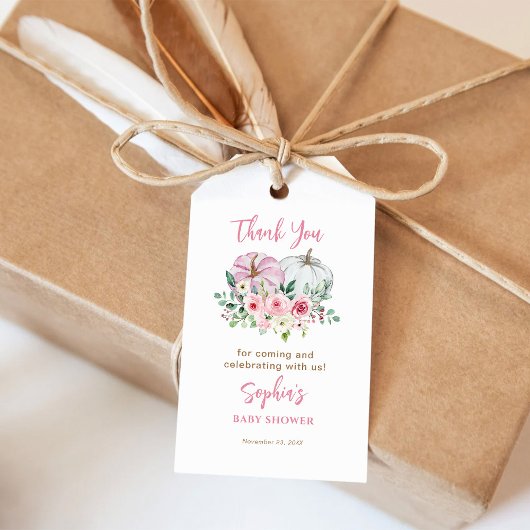 Pink Pumpkins Baby Dusche Danke Geschenkanhänger