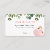 Pink Pumpkins fallen Baby Dusche Windel Gewinnkart Begleitkarte (Vorderseite)