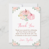 Pink Pumpkins Floral 16 . Geburtstag Dankeskarte (Vorderseite)