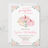Pink Pumpkins Floral Geburtstagsparty Einladung (Vorderseite)