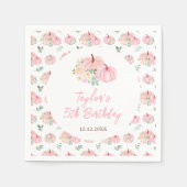 Pink Pumpkins Floral Geburtstagsparty Serviette (Vorderseite)