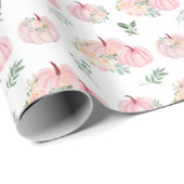 Pink Pumpkins Floral Geschenkpapier (Rolleneckpunkt)