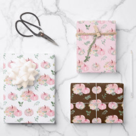 Pink Pumpkins Floral Geschenkpapier Set