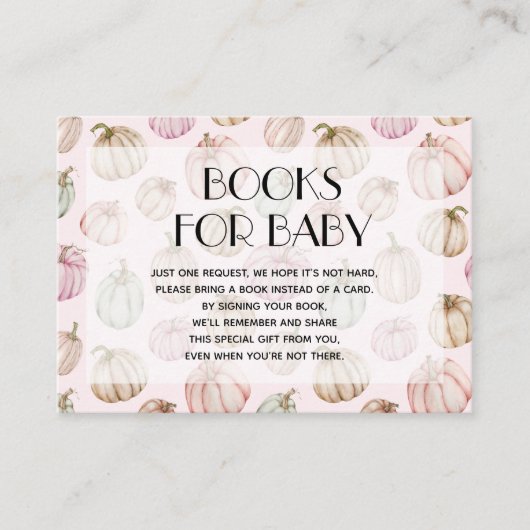 Pink Pumpkins Girl Babybuchanfrage Begleitkarte (Vorderseite)