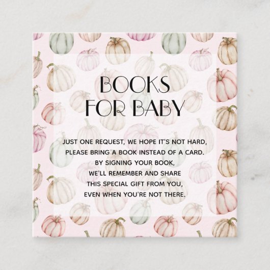 Pink Pumpkins Girl Babybuchanfrage Begleitkarte (Vorderseite)